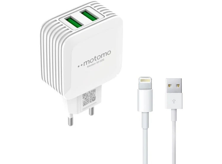 CARGADOR IPHONE CERTIFICADO + CABLE 1 MT MOTOMO 2.1 A 12V - Image 4